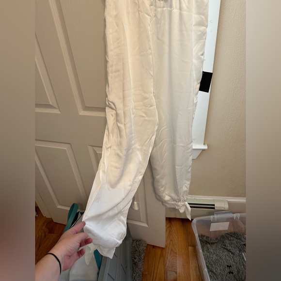 Lulu’s Lovely As Can Be White Satin Surplice Jumpsuit- Size M - Picture 2 of 4